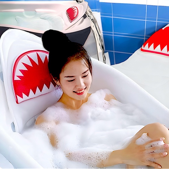 Shark-Shaped Full-Body Bath Pillow Mat: Quick-Dry and Machine Washable - Picture 2 of 12